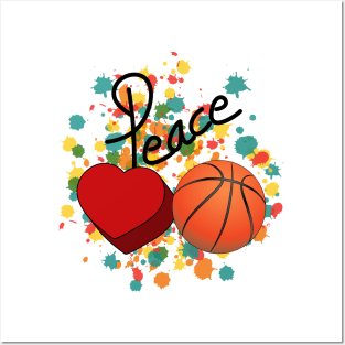 Peace Love Basketball Art Posters and Art